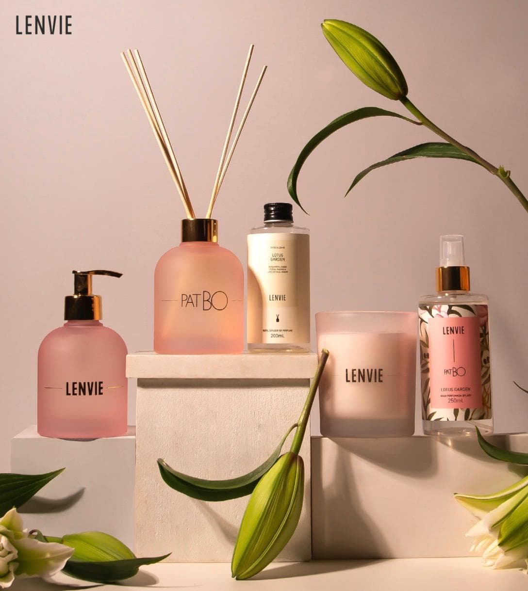 Coleção Lenvie Lotus Garden com Água Perfumada Splash Lenvie + PatBO