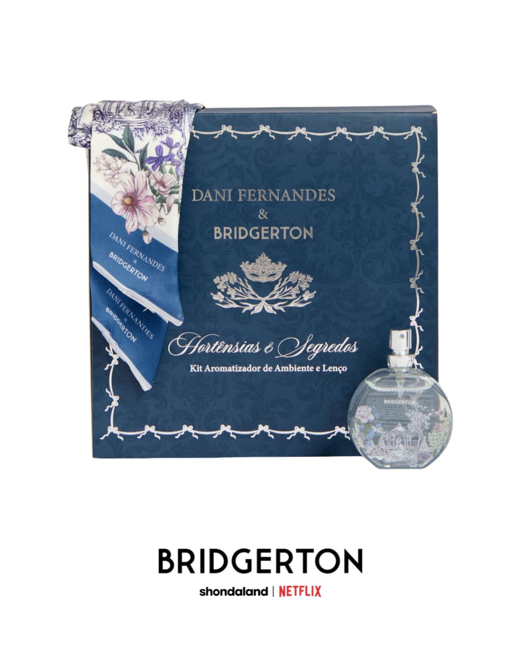 Lenço Perfumado e Home Spray 25ml Hortênsias & Segredos | Dani Fernandes & Bridgerton
